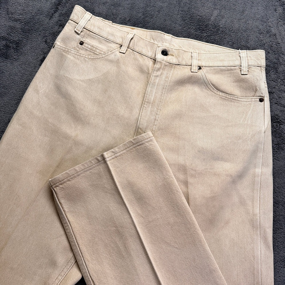 Vintage Levis 517 Orange Tab Bootcut Jeans Mens 38x32 Tan Made in USA Cotton